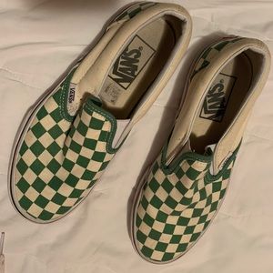 Women’s green white checkered vans size 6.5